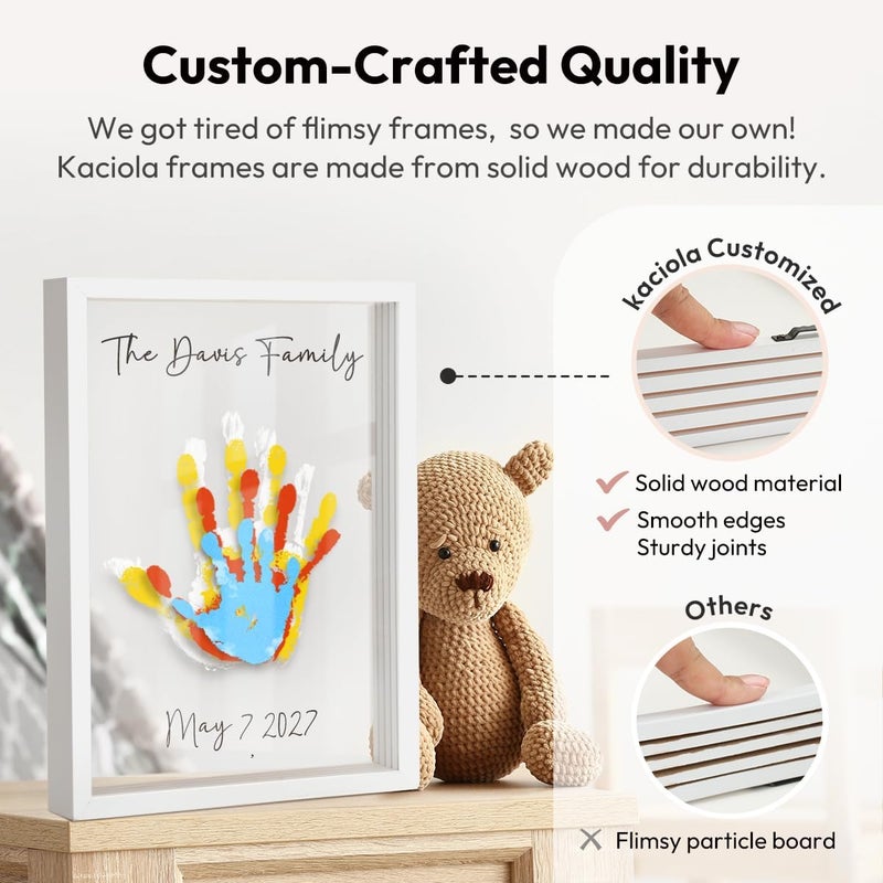 Kaciola Family Handprint Kit, DIY Newborn Keepsake Frame, Baby Hand and Footprint Kit, Unique New Baby Gift for Mothers Day Crafts Anniversary (White) - Image 4